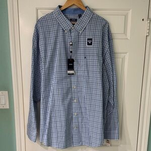 Izod Men's Blue and White Plaid Shirt